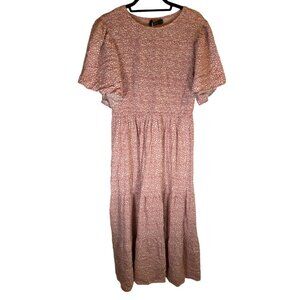 Zesica Smocked Tiered Midi Dress Pink